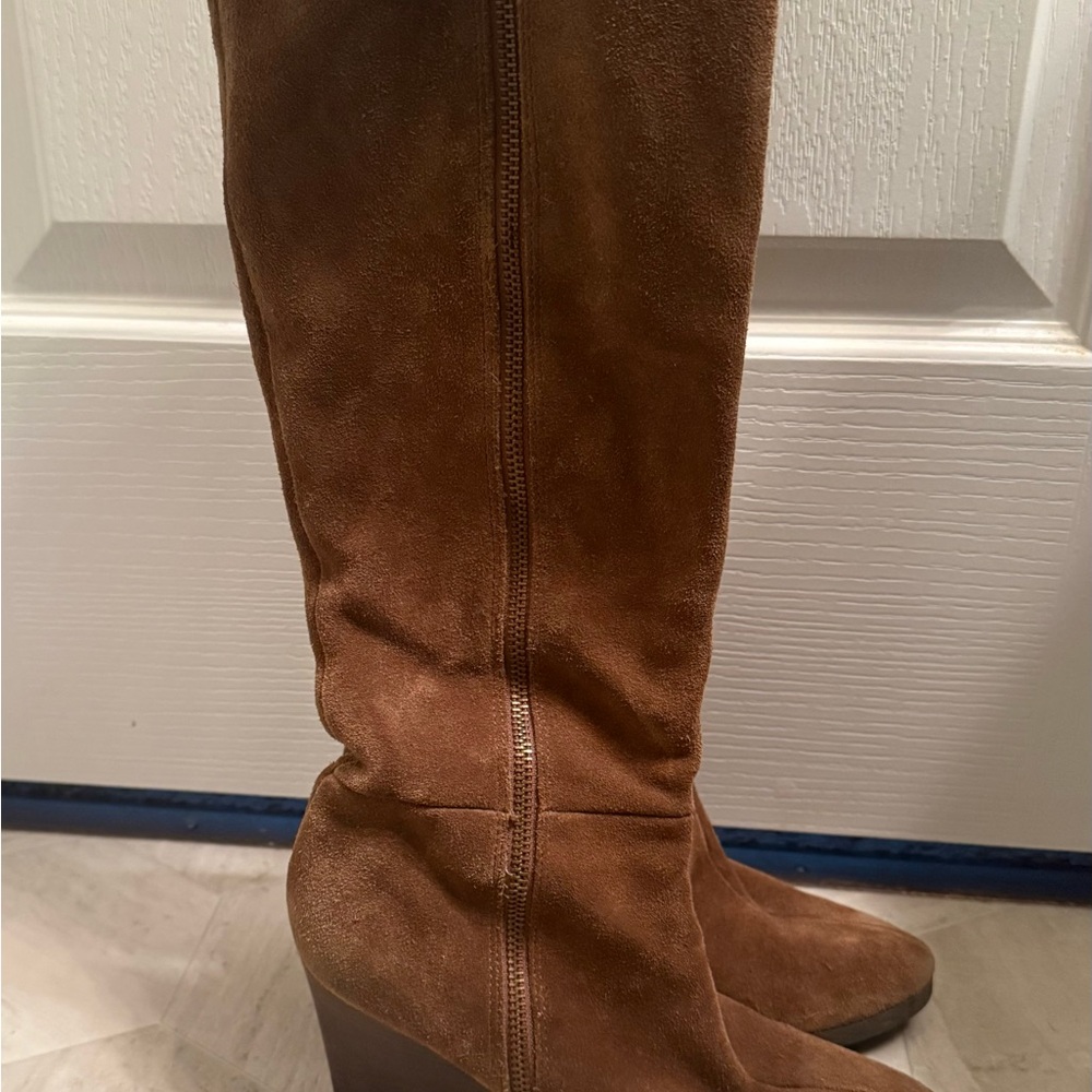 Franco Sarto Tan Suede Ankle Boots